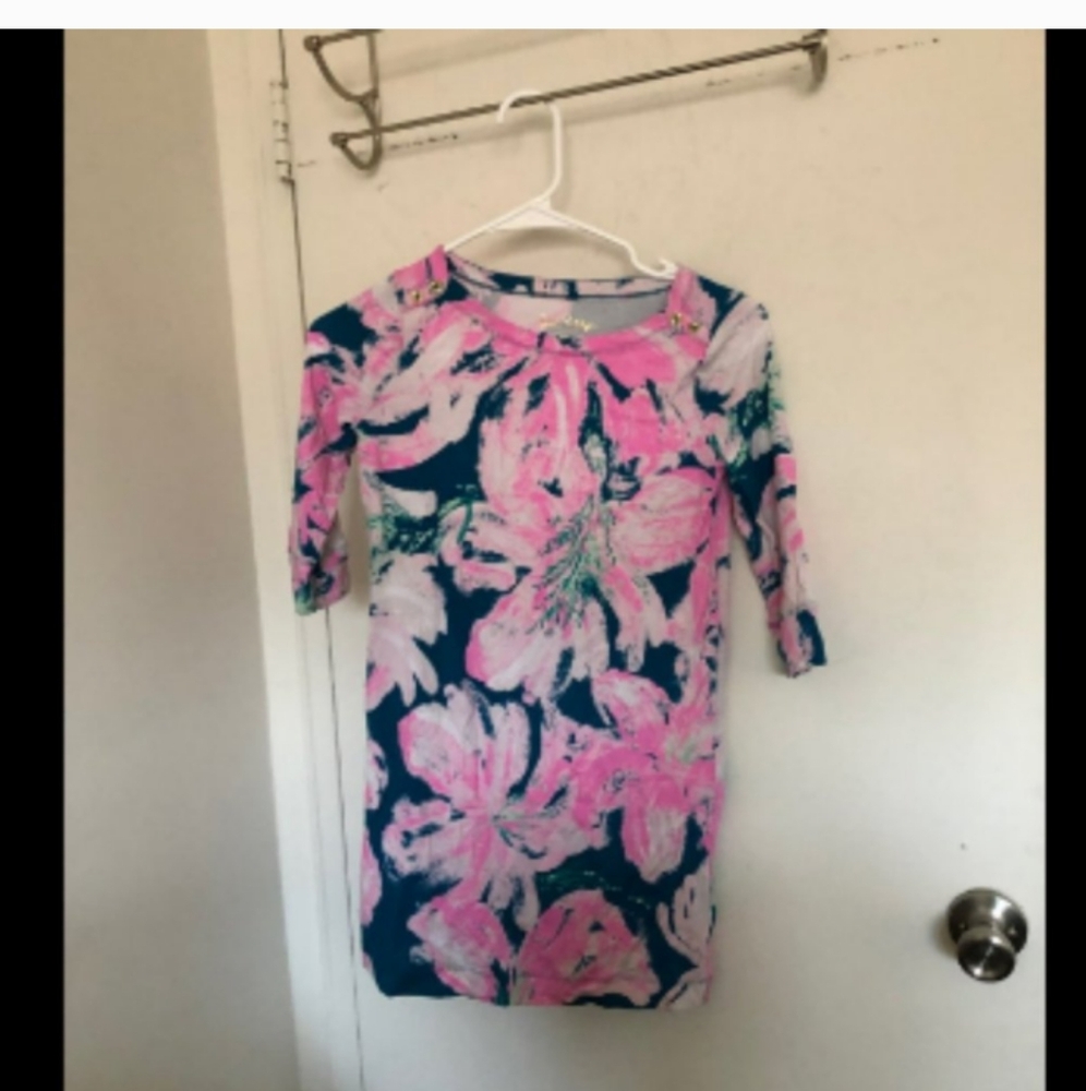 Lilly Pulitzer Girls Tidal Wave Pans Garden Sophie Dress Sz L 8-10